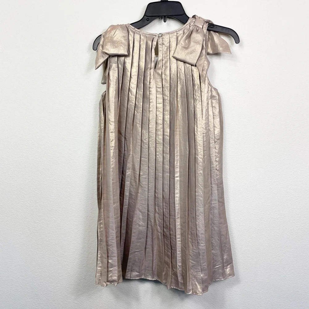 Gymboree Metallic Champagne Pleated Shoulder-Bow Dress